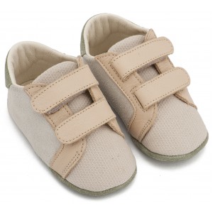 MI1138 Λευκό Μπεζ Δερμάτινο Σνικερ με Χρατς 