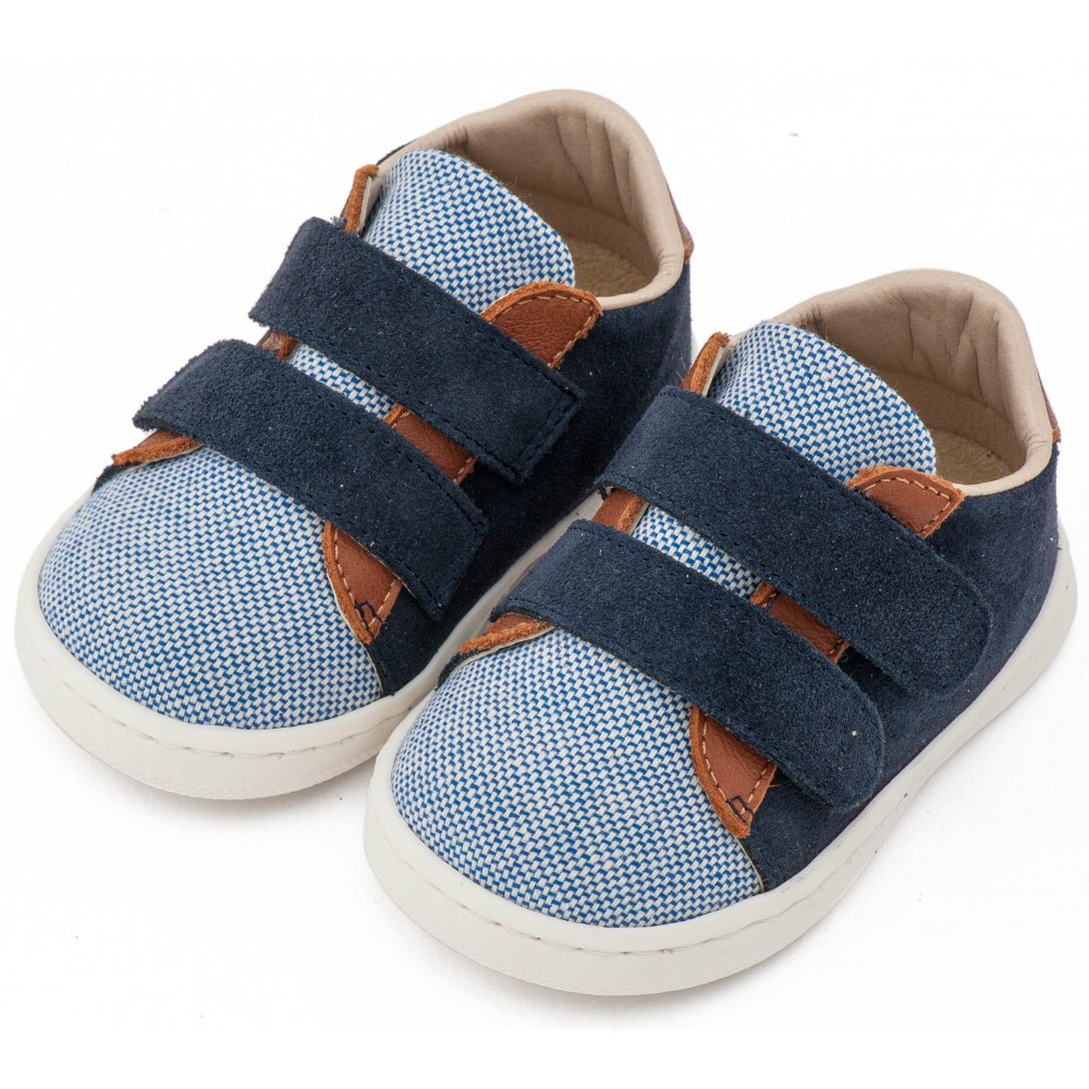 PRI2104  Μπλε Ταμπά Sneakers Διπλή Μπαρέτα Χρατς 