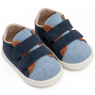 PRI2104  Μπλε Ταμπά Sneakers Διπλή Μπαρέτα Χρατς 