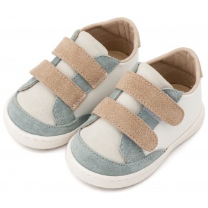 PRI2125 Λευκό Μίνεραλ Μπεζ Τρίχρωμο Sneakers Διπλή Μπαρέτα Χρατς 