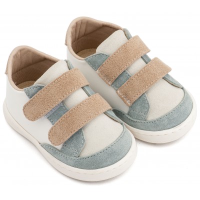 PRI2125 Λευκό Μίνεραλ Μπεζ Τρίχρωμο Sneakers Διπλή Μπαρέτα Χρατς 