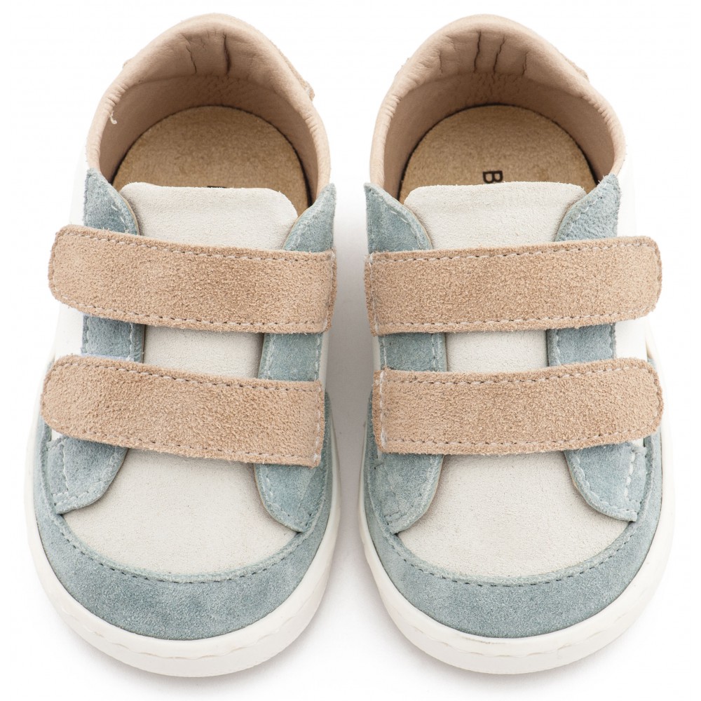 PRI2125 Λευκό Μίνεραλ Μπεζ Τρίχρωμο Sneakers Διπλή Μπαρέτα Χρατς 