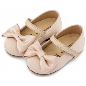 BW4870 Μπεζ Γοβάκι Μονή Μπαρέτα με Σατέν Φιόγκο  