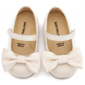 BW4870 Εκρού Γοβάκι Μονή Μπαρέτα με Σατέν Φιόγκο  