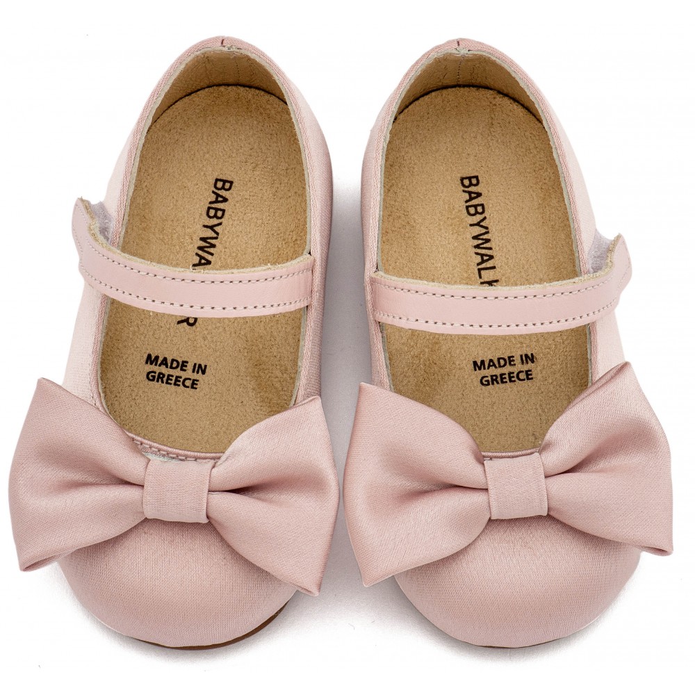 BW4870 Ροζ Γοβάκι Μονή Μπαρέτα με Σατέν Φιόγκο  