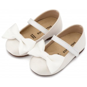 BW4870 Λευκό Γοβάκι Μονή Μπαρέτα με Σατέν Φιόγκο  