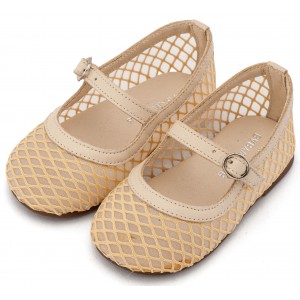 BW4881 Μπεζ Γοβάκι Μονή Μπαρέτα με Δίχτυ 