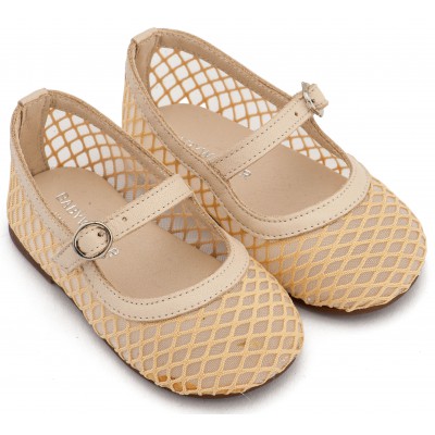 BW4881 Μπεζ Γοβάκι Μονή Μπαρέτα με Δίχτυ 