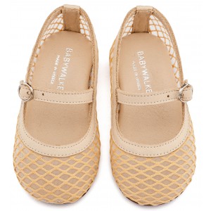 BW4881 Μπεζ Γοβάκι Μονή Μπαρέτα με Δίχτυ 