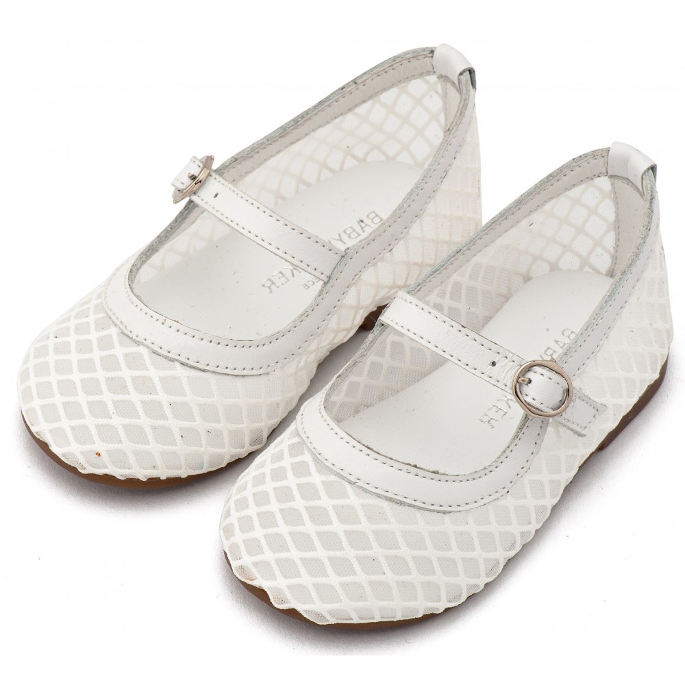 BW4881 Λευκό Γοβάκι Μονή Μπαρέτα με Δίχτυ 