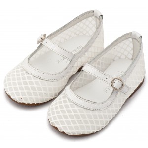 BW4881 Λευκό Γοβάκι Μονή Μπαρέτα με Δίχτυ 