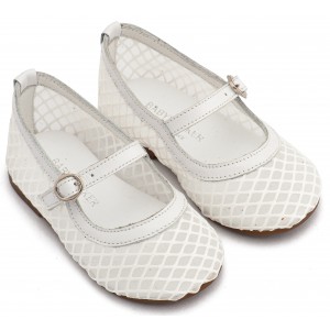 BW4881 Λευκό Γοβάκι Μονή Μπαρέτα με Δίχτυ 