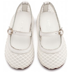 BW4881 Λευκό Γοβάκι Μονή Μπαρέτα με Δίχτυ 