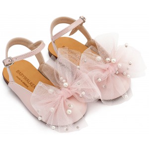 BW4882  Ροζ Γαλλικό Σαμπό με Φιόγκο και Πέρλες 