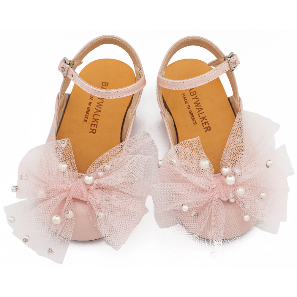 BW4882  Ροζ Γαλλικό Σαμπό με Φιόγκο και Πέρλες 