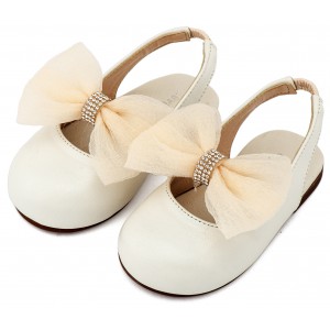 BW4883 Εκρού Γαλλικό Σαμπό με Φιόγκο Οργάντζας και Στρας 