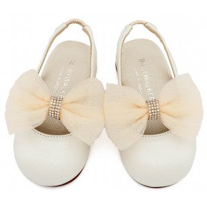 BW4883 Εκρού Γαλλικό Σαμπό με Φιόγκο Οργάντζας και Στρας 