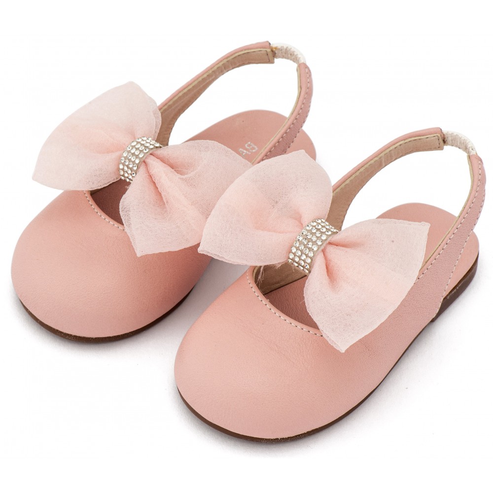 BW4883 Ροζ Γαλλικό Σαμπό με Φιόγκο Οργάντζας και Στρας 