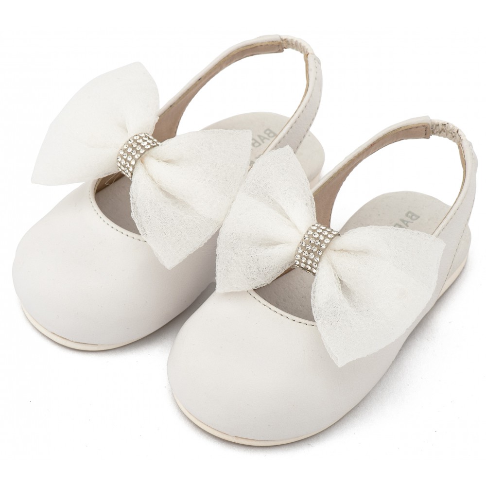 BW4883 Λευκό Γαλλικό Σαμπό με Φιόγκο Οργάντζας και Στρας 