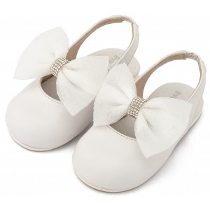 BW4883 Λευκό Γαλλικό Σαμπό με Φιόγκο Οργάντζας και Στρας 