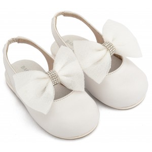 BW4883 Λευκό Γαλλικό Σαμπό με Φιόγκο Οργάντζας και Στρας 