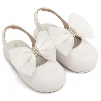 BW4883 Λευκό Γαλλικό Σαμπό με Φιόγκο Οργάντζας και Στρας 