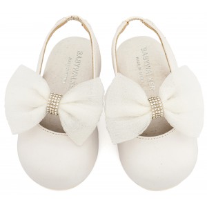 BW4883 Λευκό Γαλλικό Σαμπό με Φιόγκο Οργάντζας και Στρας 