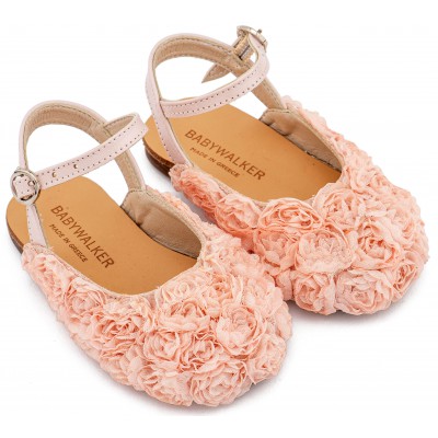 BW4884 Ροζ Γαλλικό Σαμπό με Chiffon Λουλούδια 