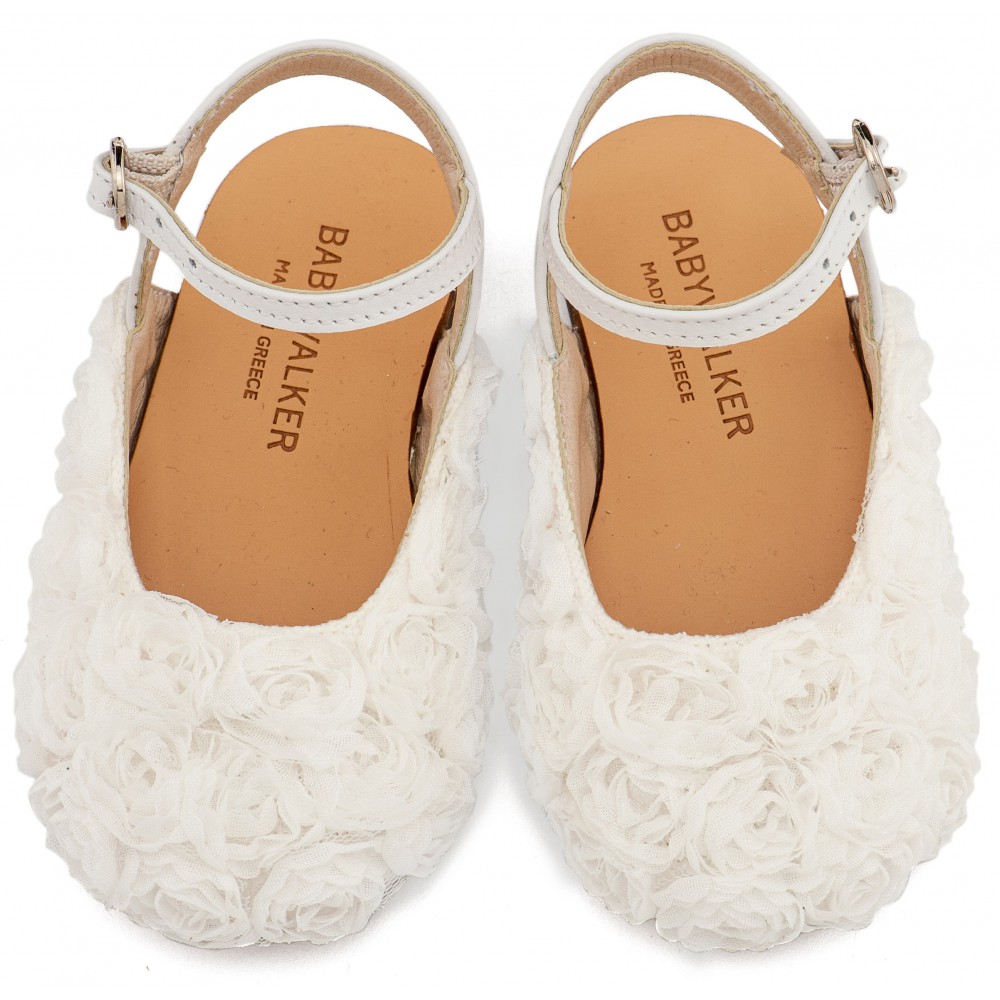 BW4884 Λευκό Γαλλικό Σαμπό με Chiffon Λουλούδια 