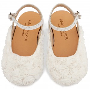 BW4884 Λευκό Γαλλικό Σαμπό με Chiffon Λουλούδια 