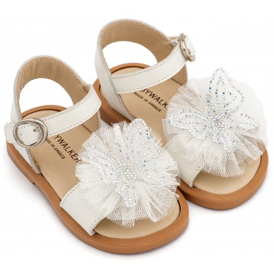 BW4886 Εκρού Πέδιλο με Διακοσμητικό Πεταλούδας 