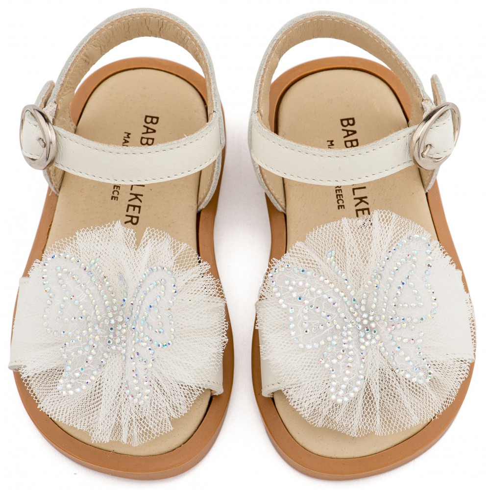 BW4886 Εκρού Πέδιλο με Διακοσμητικό Πεταλούδας 