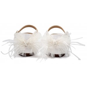 BW4891 Λευκό Γαλλικό Γοβάκι με Διακοσμημένη Φτέρνα Πεταλούδα 