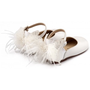 BW4891 Λευκό Γαλλικό Γοβάκι με Διακοσμημένη Φτέρνα Πεταλούδα 