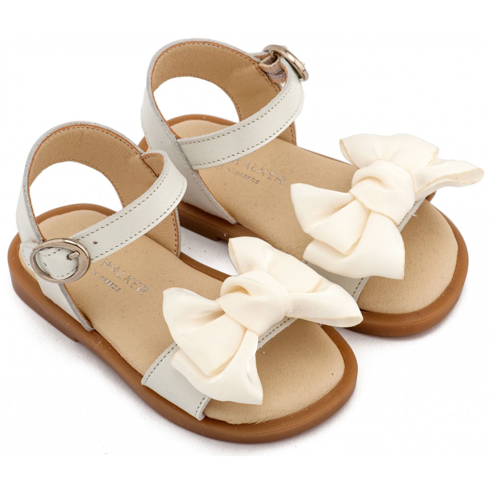 BW4892 Εκρού Πέδιλο με Διακοσμητικό Οργάντζας 