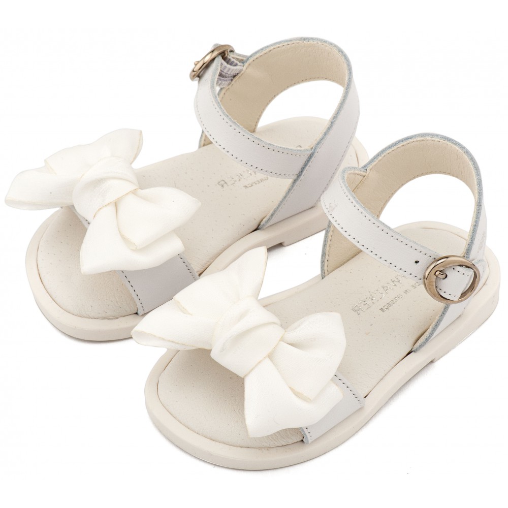 BW4892 Λευκό Πέδιλο με Διακοσμητικό Οργάντζας 