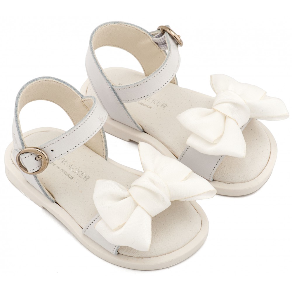 BW4892 Λευκό Πέδιλο με Διακοσμητικό Οργάντζας 