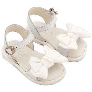 BW4892 Λευκό Πέδιλο με Διακοσμητικό Οργάντζας 