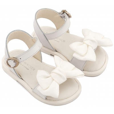 BW4892 Λευκό Πέδιλο με Διακοσμητικό Οργάντζας 