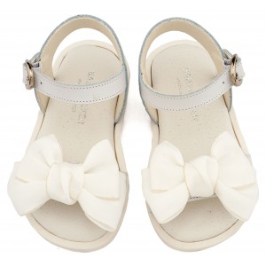 BW4892 Λευκό Πέδιλο με Διακοσμητικό Οργάντζας 