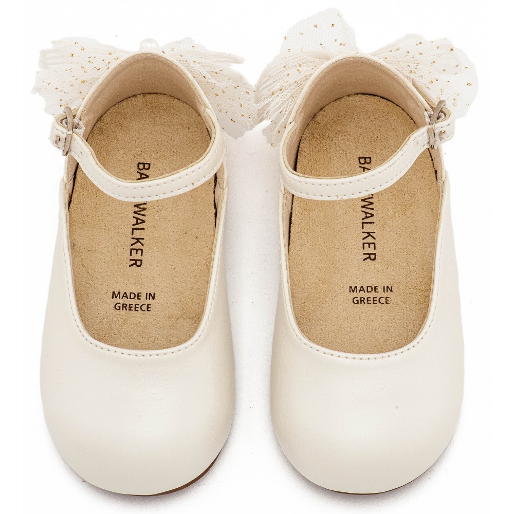 BS3594 Εκρού Γαλλικό Γοβάκι με Διακοσμημένη Φτέρνα Πεταλούδα 