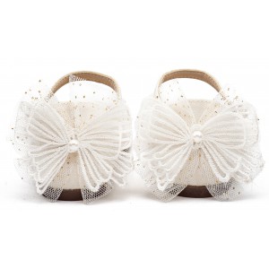 BS3594 Εκρού Γαλλικό Γοβάκι με Διακοσμημένη Φτέρνα Πεταλούδα 