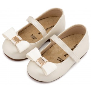 BS3600 Εκρού Γοβάκι Μονή Μπαρέτα με Φιόγκο και Αγκράφα 