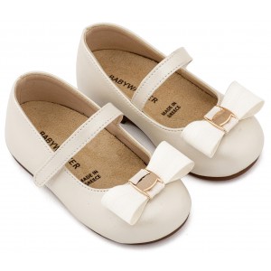 BS3600 Εκρού Γοβάκι Μονή Μπαρέτα με Φιόγκο και Αγκράφα 