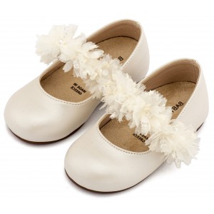 BS3602 Εκρού Γοβάκι Μονή Μπαρέτα Διακοσμημένη  