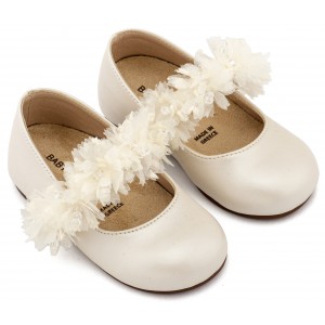 BS3602 Εκρού Γοβάκι Μονή Μπαρέτα Διακοσμημένη  