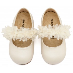 BS3602 Εκρού Γοβάκι Μονή Μπαρέτα Διακοσμημένη  