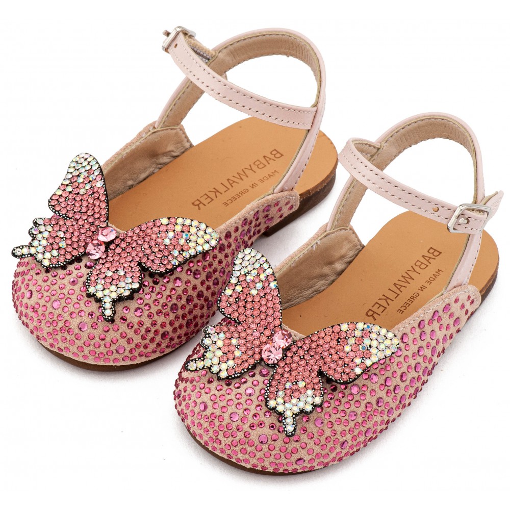 EXC5857 Ροζ Σαμπό Διακοσμημένο Ολόγυρα με Στρας και Πεταλούδα 