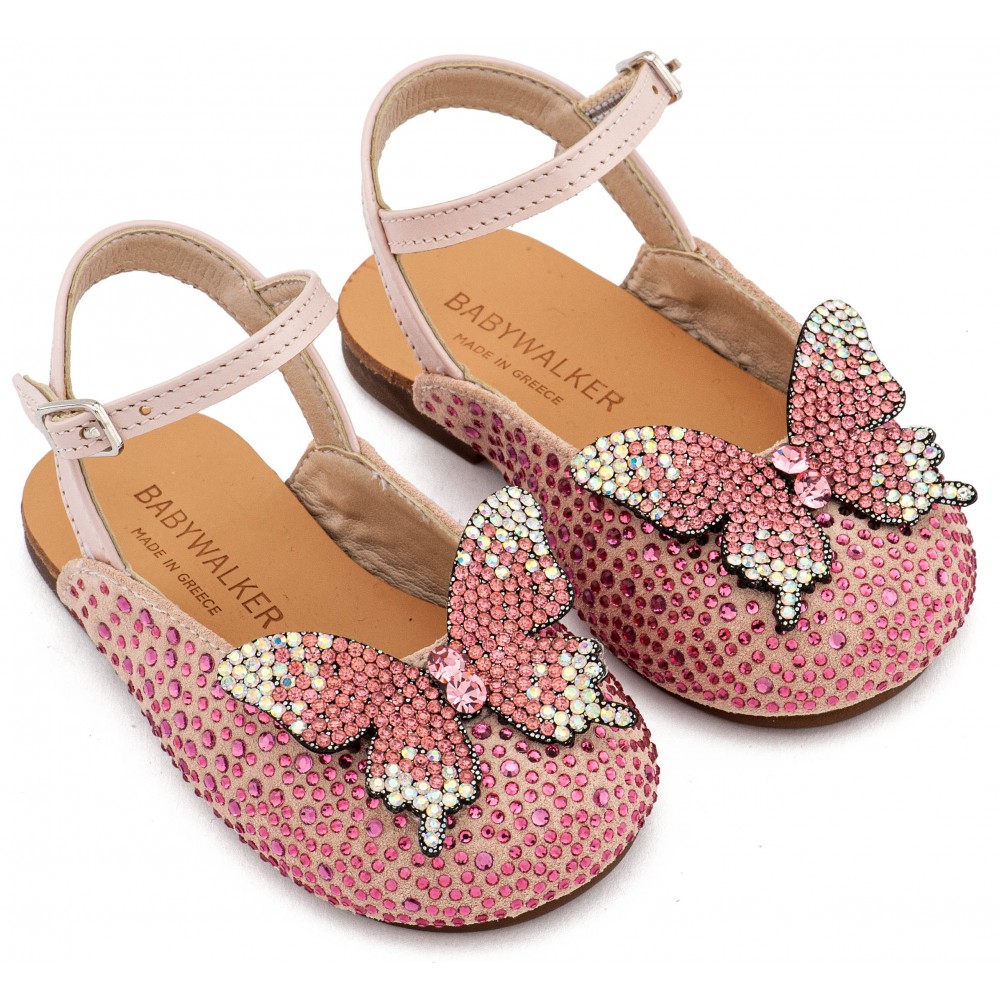 EXC5857 Ροζ Σαμπό Διακοσμημένο Ολόγυρα με Στρας και Πεταλούδα 