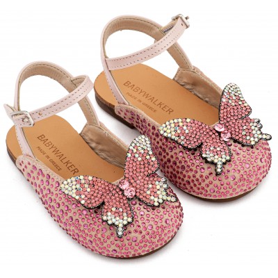 EXC5857 Ροζ Σαμπό Διακοσμημένο Ολόγυρα με Στρας και Πεταλούδα 